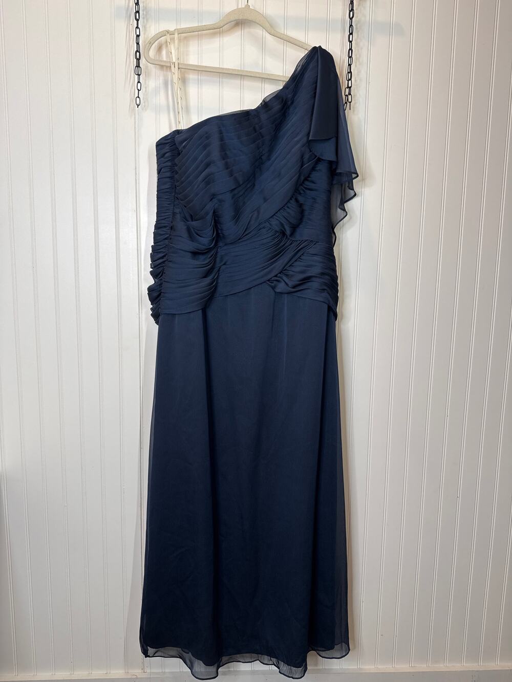 Jade by Jasmine Black Ruffle One Shoulder Maxi Dress Holiday Wedding Size 16